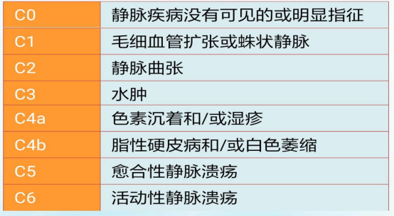 静脉曲张分级文字C1-C6级